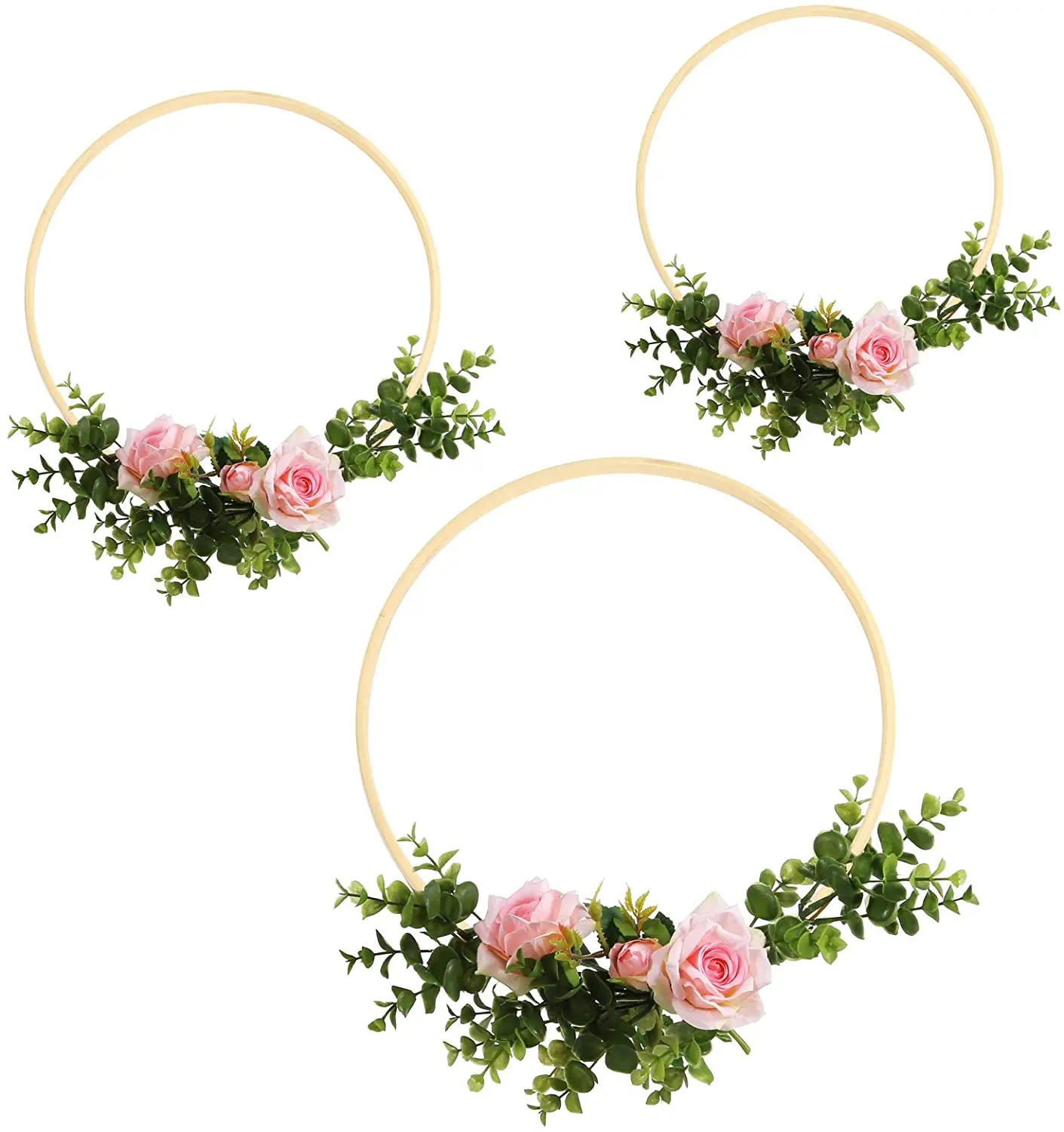 Floral Hoops Wreath Rings Wooden Macrame Bamboo wood Rings for DIY Dream Catcher