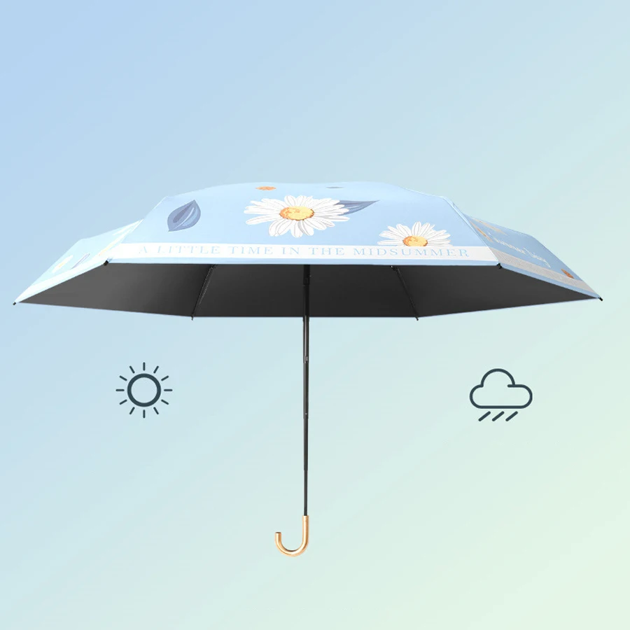 Creative Ultra Light Gold Hook 190T Umbrella With Black Coating Sunshade Umbrella Pocket Capsule Umbrella