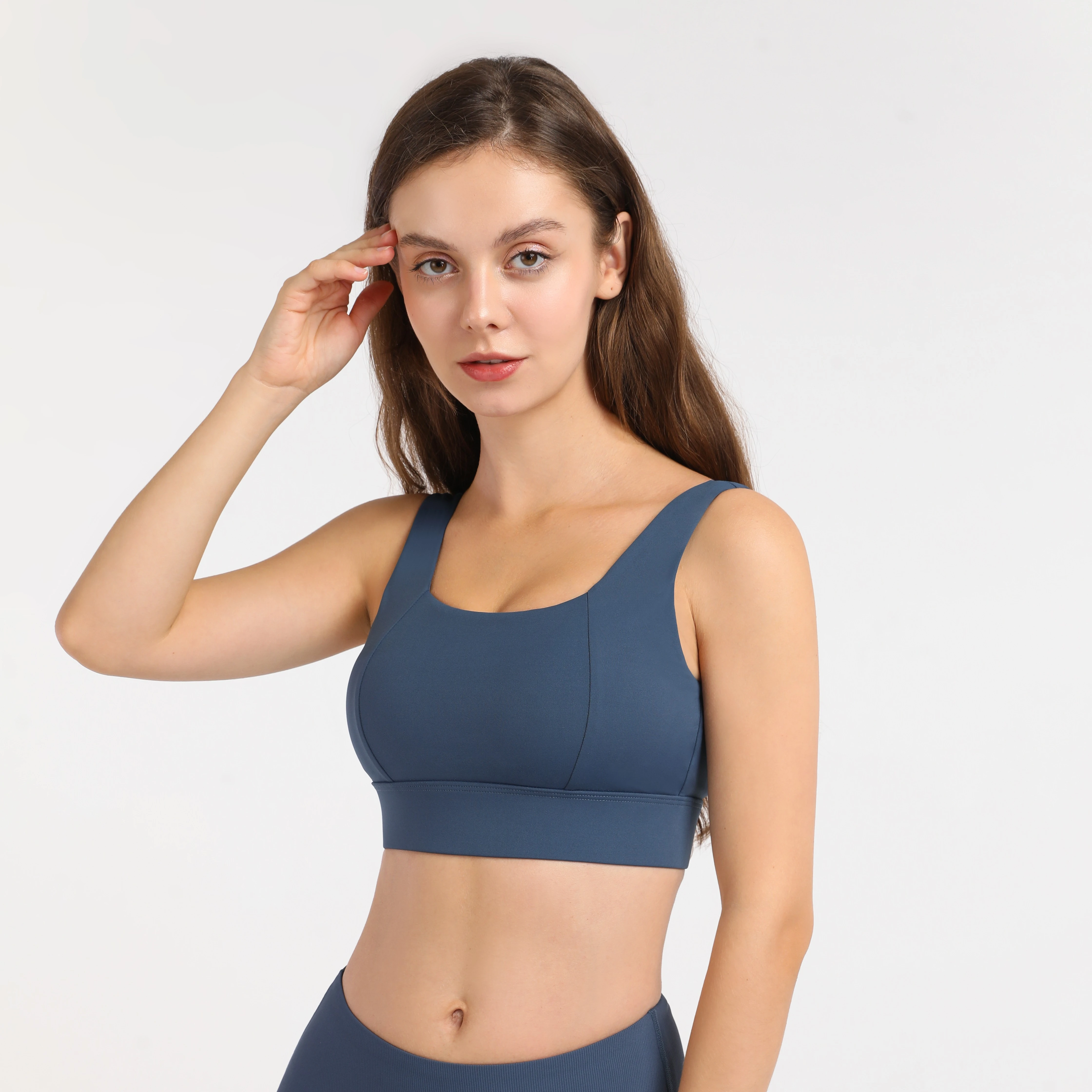 Ретро четырехсторонний эластичный однотонный комфортный женский спортивный бюстгальтер для йоги для фитнеса