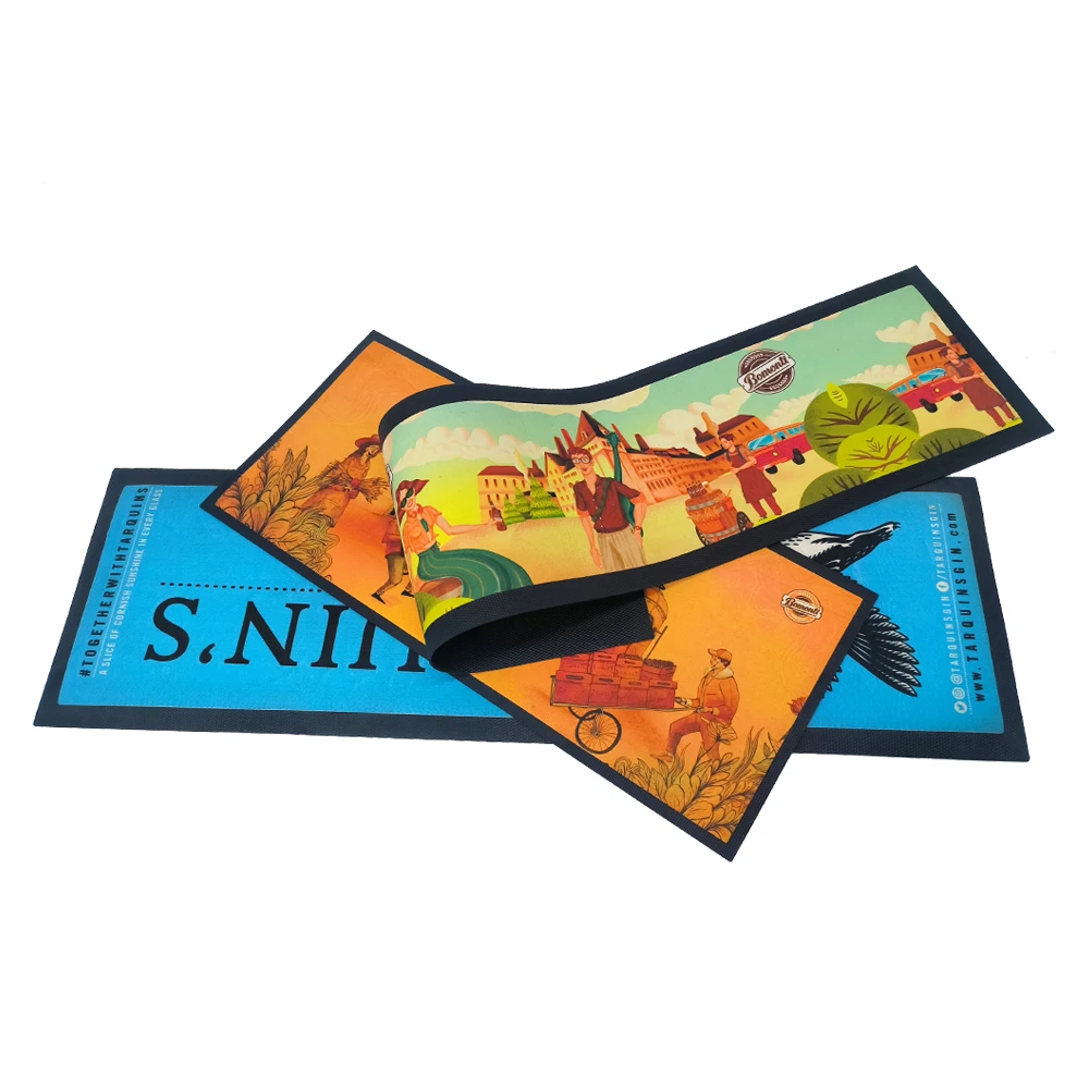 Wholesale Beer mat Anti-slip Natural  Nitrile Rubber bar runner With Bar accessories Custom printing LOGO Bar Spill Mat