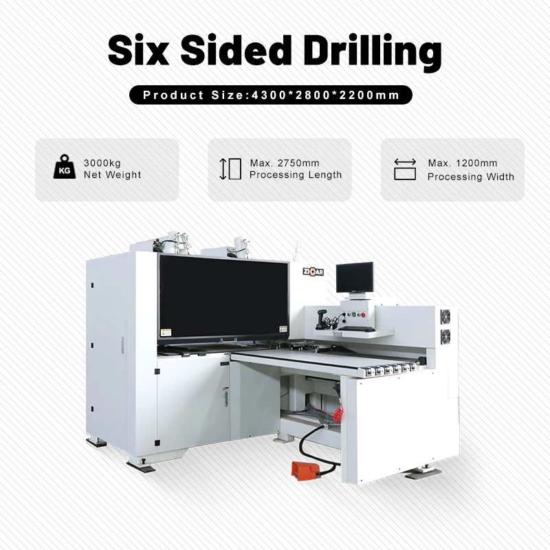 ZICAR C6 cnc six side drilling machine drilling panel 6 sides holes cnc boring machine cnc drill press machine
