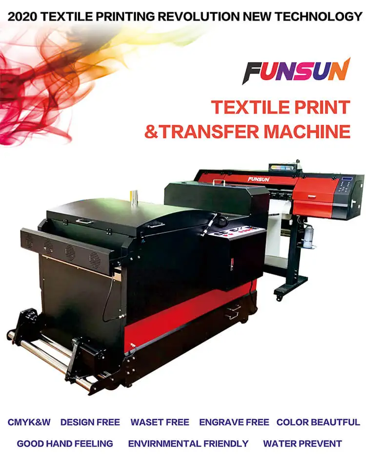 Funsun New Offset Printing Transfer Technology DTF Printer PET Film DTF Printer DTF Powder Machine with Double 4720 Printhead