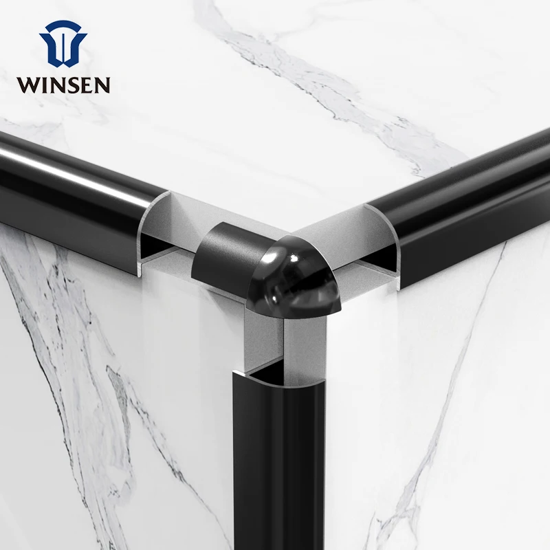 Winsen Custom Color Bright Black Stainless Steel Polished Tile Trim Anodized Stainless Steel Brush Black Tile Trim