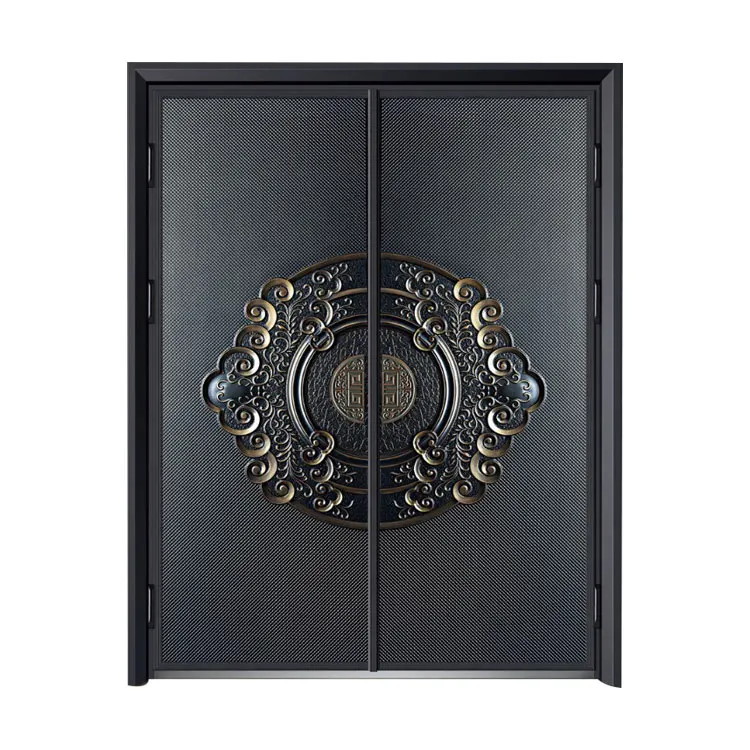 Luxurious Retro Villa Exterior Metal Cast Aluminum Double gate Armored Bulletproof Security Doors for houses Customized