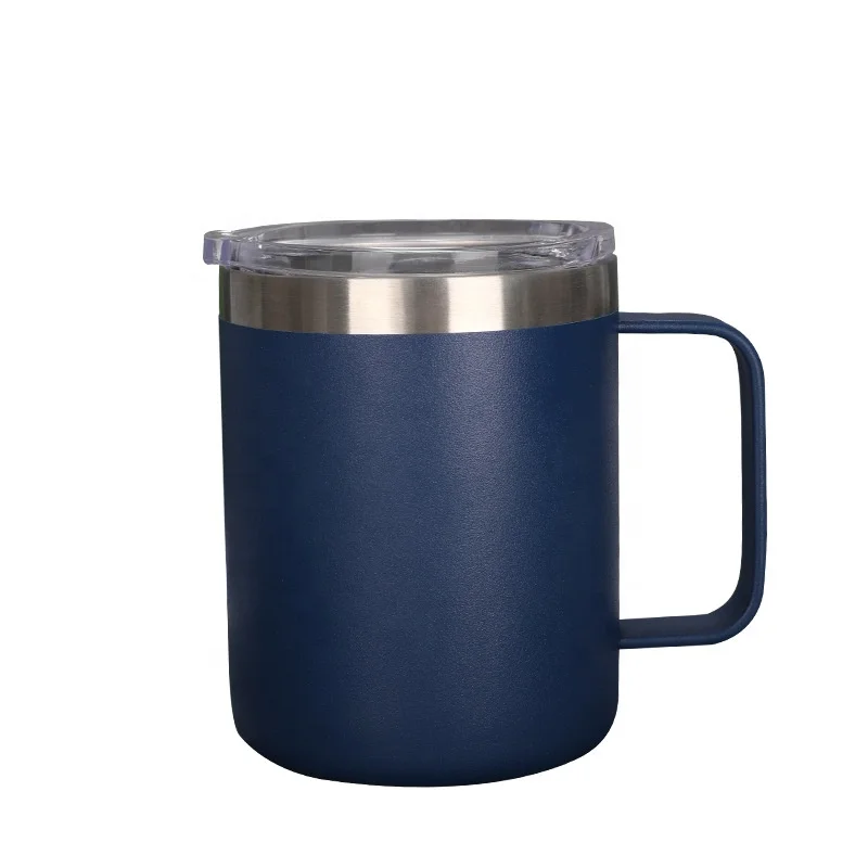 Amazon Hot Selling 12oz Mug Customized 304 Stainless Steel Handle Coffee Cup Sublimation Tumbler with Slide Lid