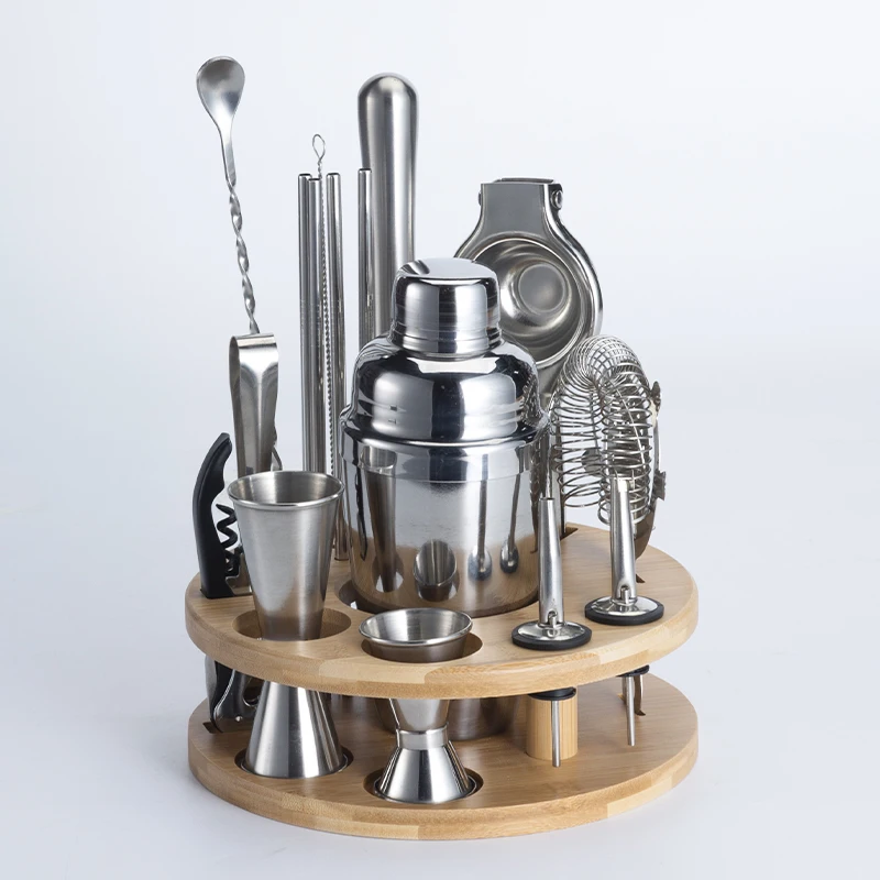 Cocktail Shaker Bar Tools Set Brushed Stainless Steel Bartender Kit with All Bar Accessories