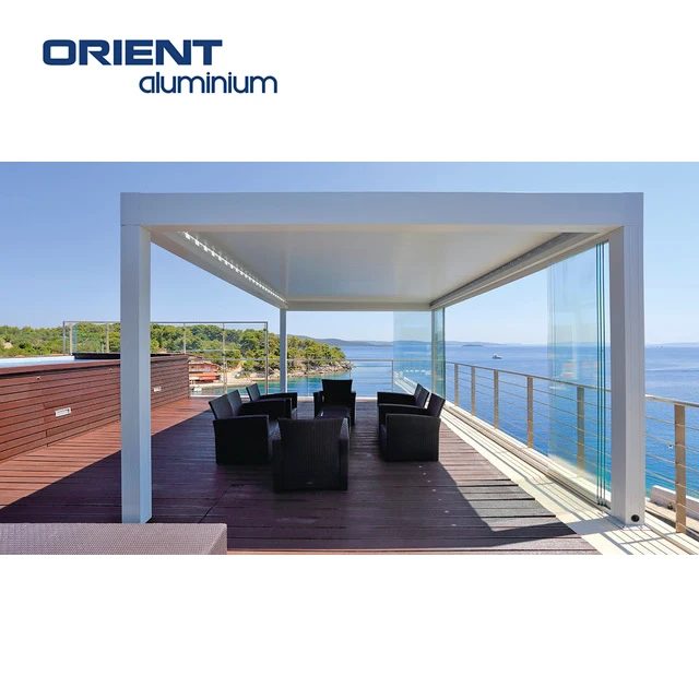 ORIENT 3x3 3x4 Luxury Modern Bioclimatic Pergola Gazebo With Wind Screen Metal Garden Pergola Outdoor Balcony For resell