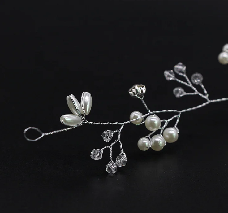 finestyle Bridal Gold Silver Extra Long Pearl and Crystal Beads Wedding Head Piece Hair Accessories Jewelry