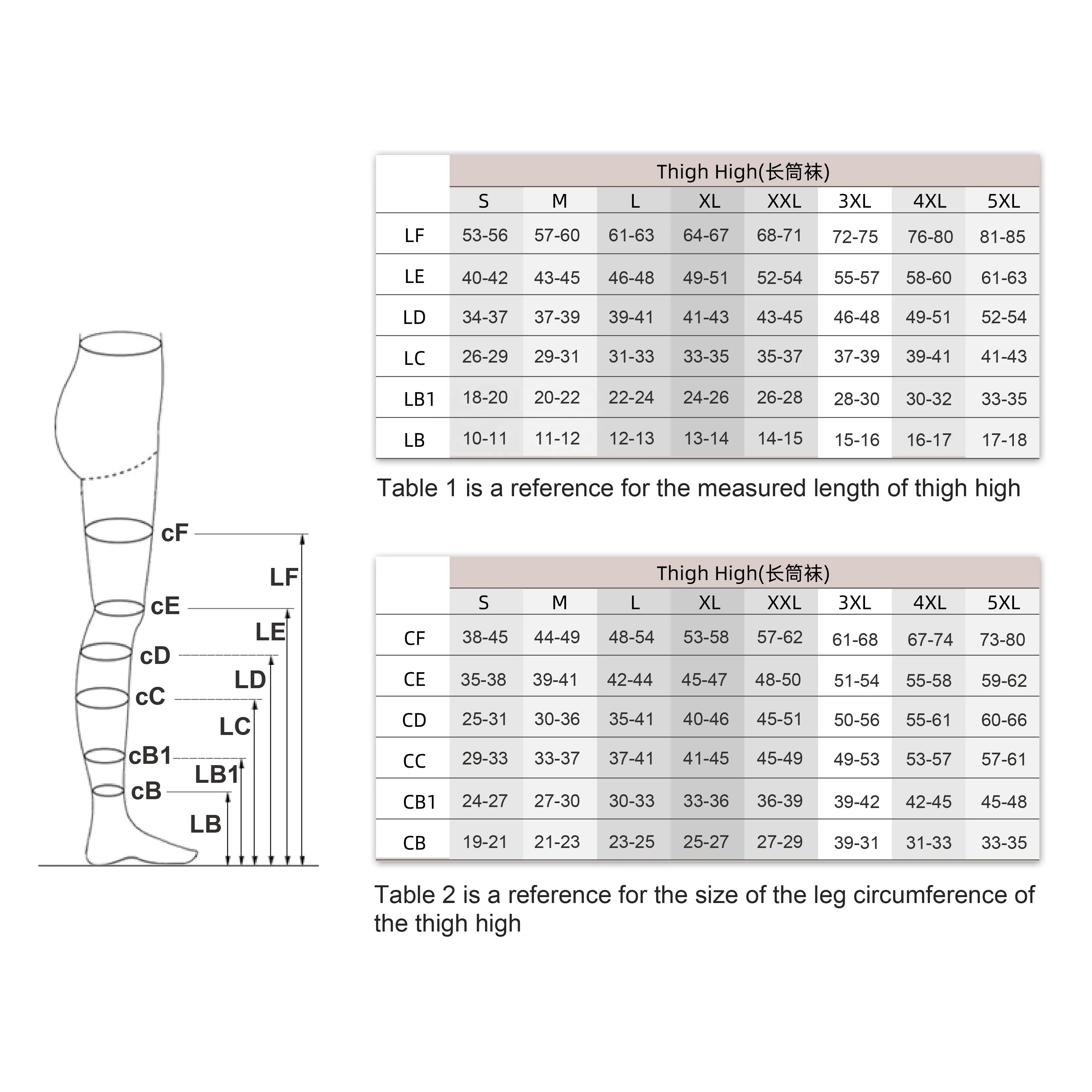 20-30 mmHg Swelling Varicose Veins Thigh High Compression Stockings Footless With Silicone