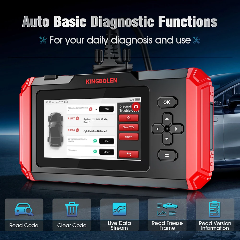 Kingbolen S500 Automotive Engine Scan Tool with Oil Reset Brake SAS Throttle Adaptation Reset Car Diagnostic Tools OBD2 Scanner