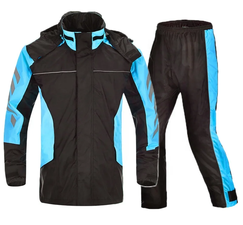 Factory Custom Waterproof Windproof Rainwear Rain Jacket Pants Mens Delivery Club Uniforms for Motor Cycling Clothes Seam