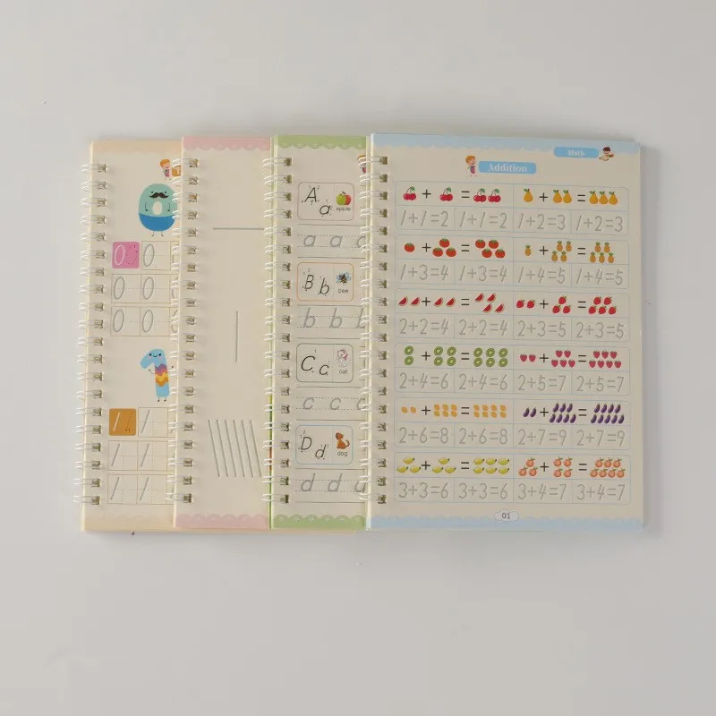 CL874 Kids Practice Writing Copybook English Groove Calligraphy Exercise Book 4pcs Set Magic Reusable Calligraphy Book