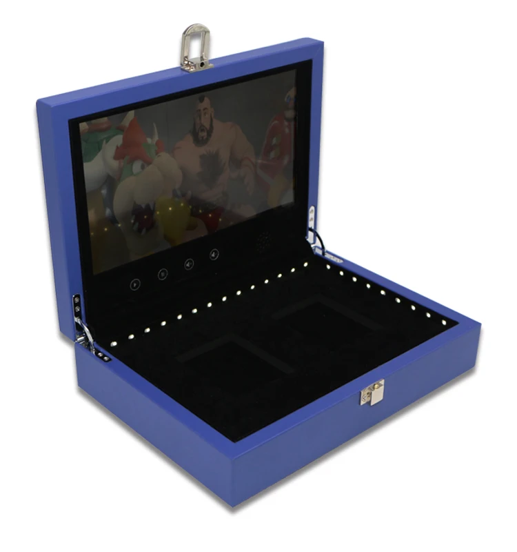 Hot selling PU LCD 10.1 HD  video luxury gift box hot silver /hot stamping