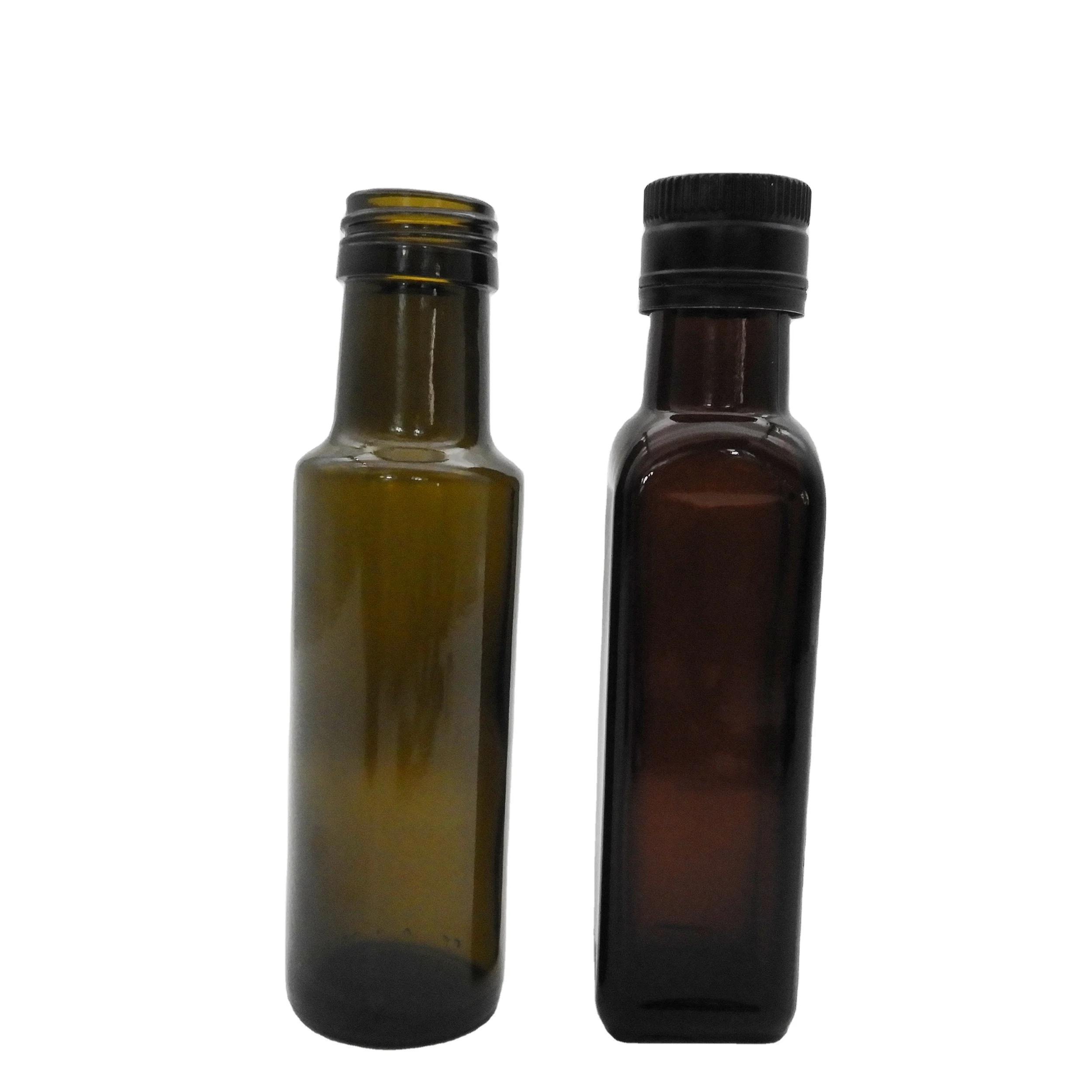Wholesale Small Capacity 4oz Dark Green Square Glass Bottle 100ml Olive Oil Bottles
