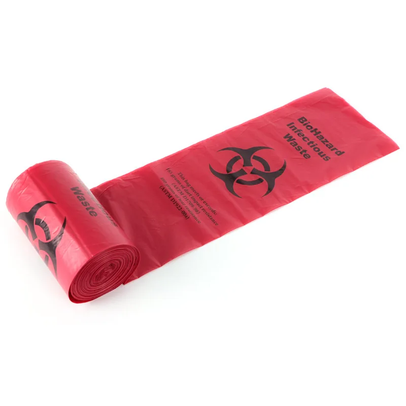 Customized Large Capacity LDPE/HDPE/PP Biohazard Trash Plastic medical garbage waste bag yellow