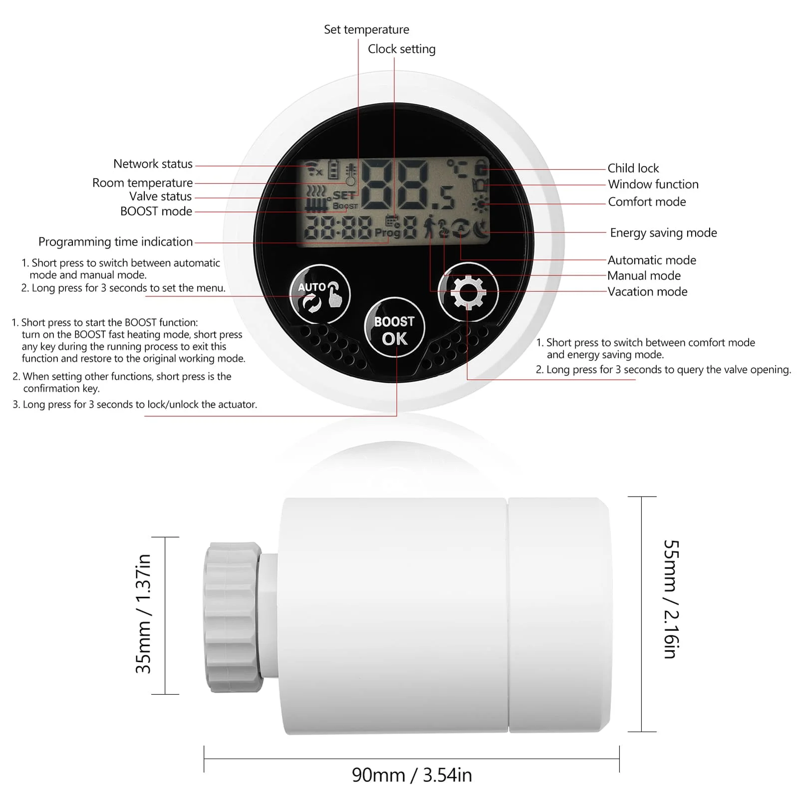 Tuya Smart house Thermostatic Radiator Valves ZigBee Thermostatic Radiator Valves Radiator Thermostats