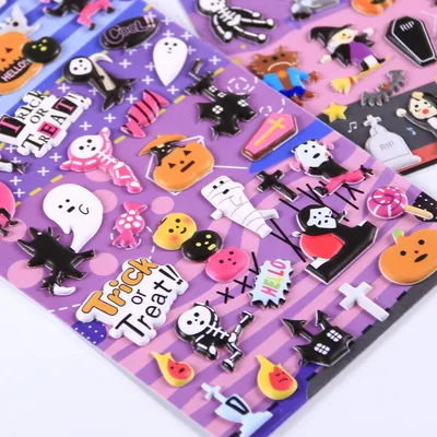 Custom Waterproof Christmas Helloween Princess Cartoon Kids 3D Unicorn Alphabet Car Mario Foam Puffy Stickers For Kids