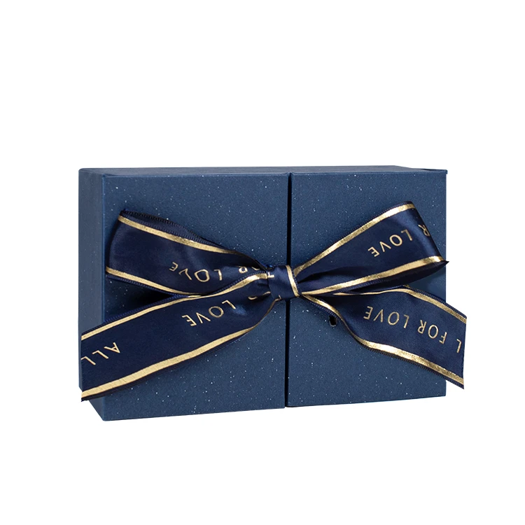 New double doorways birthday gift box blue  boyfriend present packaging boxes with ribbon bow tie