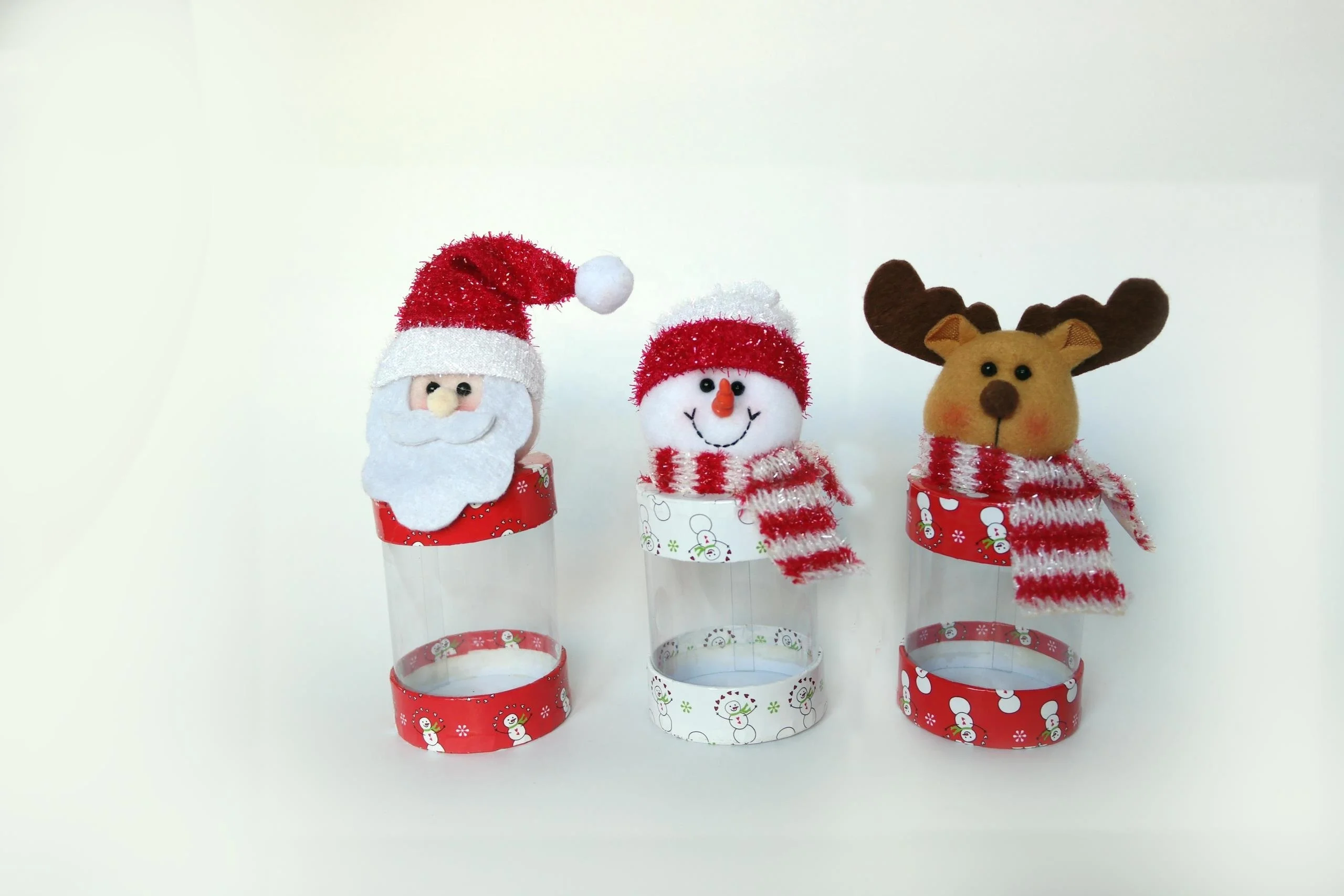 Ourwarm Kids Christmas Gift Ornament Decoration Candy Box Santa Snowman Elf Doll Plastic Elves Candy Jar