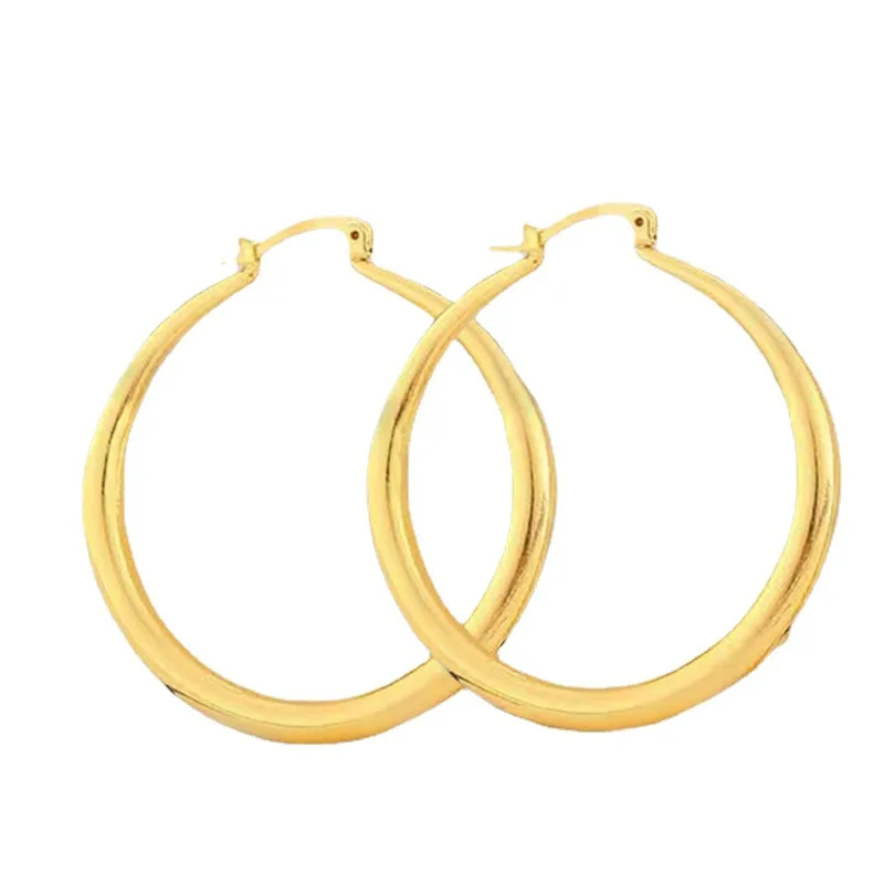 Fashion Jewelry Statement Hollow Out Earring 18K Gold Plated Alloy Big Large Thick Chunky Hoop Earrings for Women