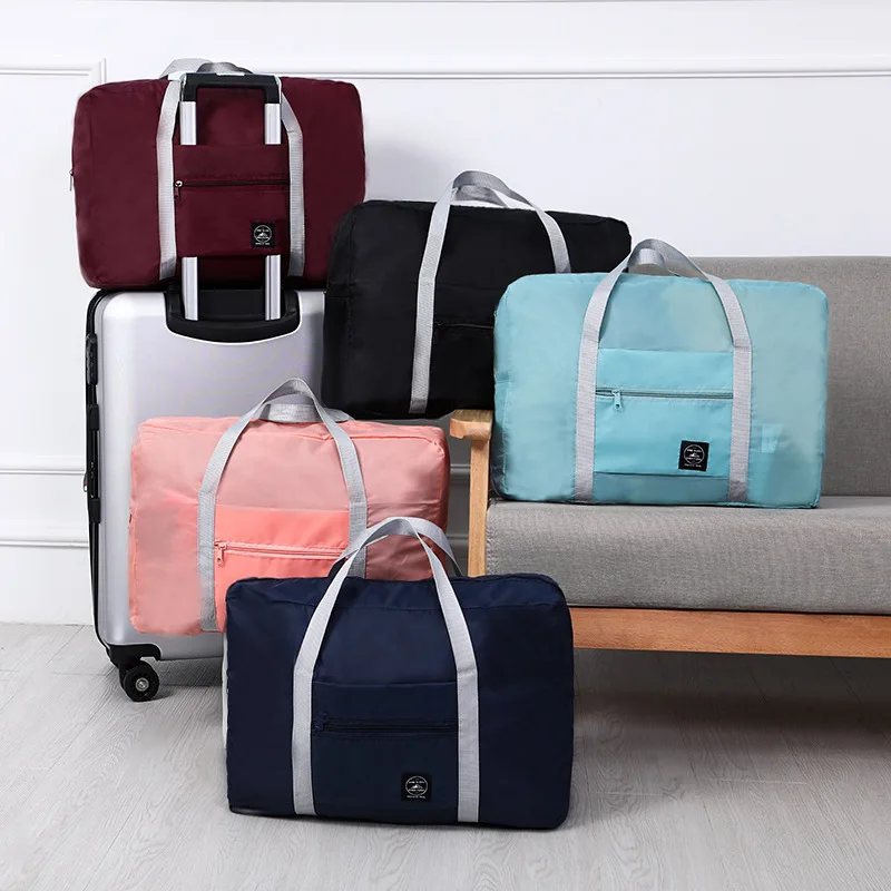 New one - shoulder folding carry-on travel bag solid - color travel storage bag large capacity pull-rod case aircraft bag