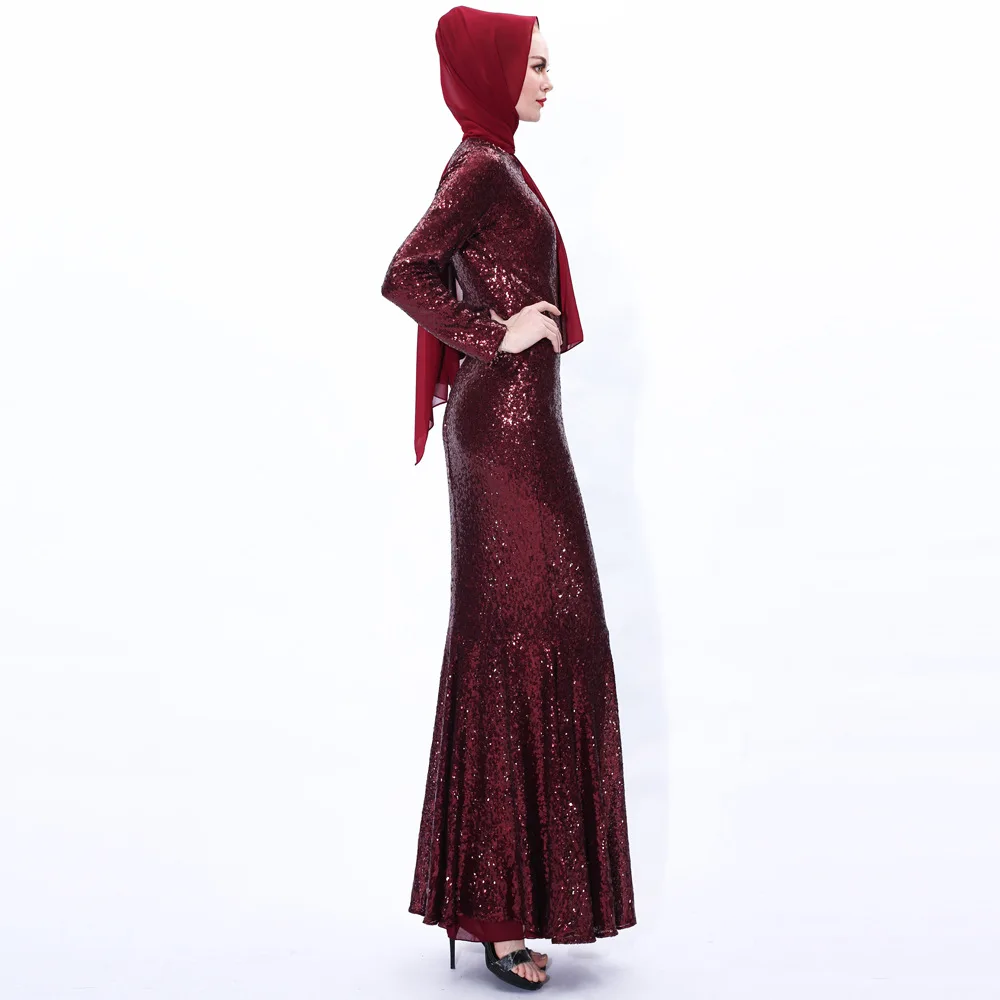 5038 Kuwii Manufacturer well made  ramadan sequins mermaid evening gown elegant dress abaya turkey muslim evening dress