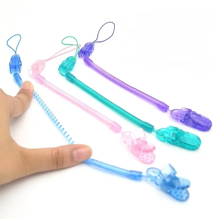 Retractable Elastic TPU plastic Baby Infant Toddler Dummy Pacifier holder Suspender Clips chain clamps with Gripping Teeth