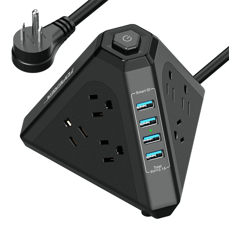 Factory Price 4 USB Switches Universal Outlet Powered Plug Socket Electrical Appliances Smart Tower Extension Socket for Indoor