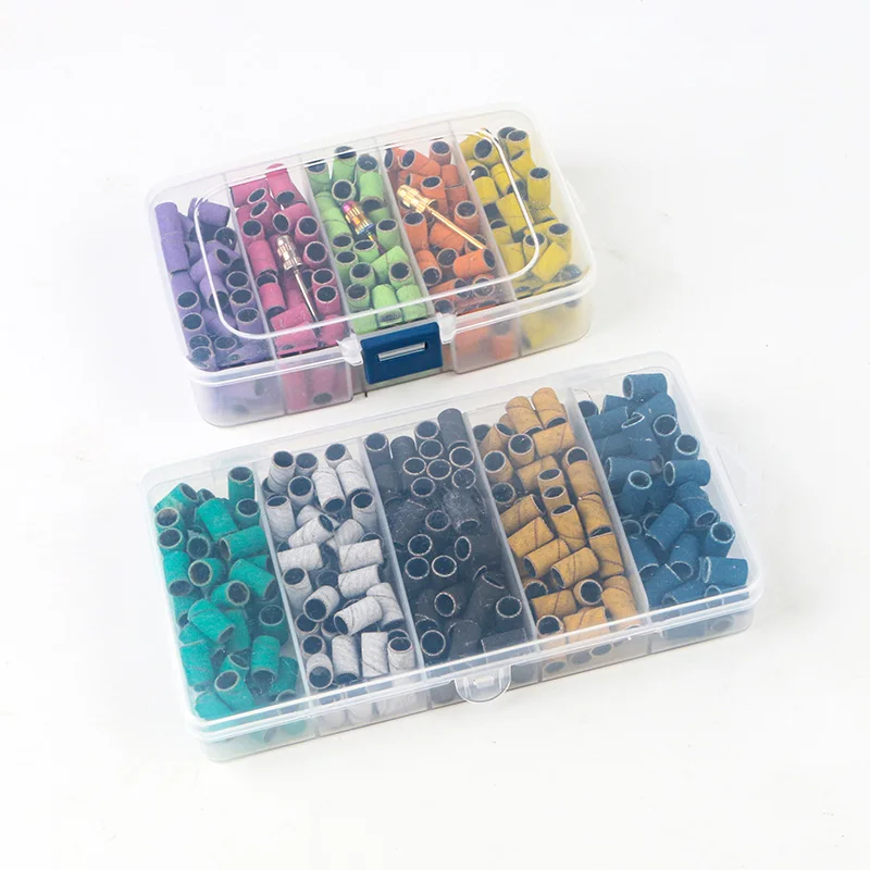 High Quality Beauty 5 Colors Mixed Nail File Tools 80/120/180 Grids 250pcs Sanding Bands For Nail Drill Bits
