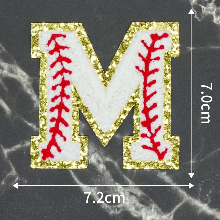 7 см блестящие бейсбольные нашивки с буквами, самоклеящиеся нашивки