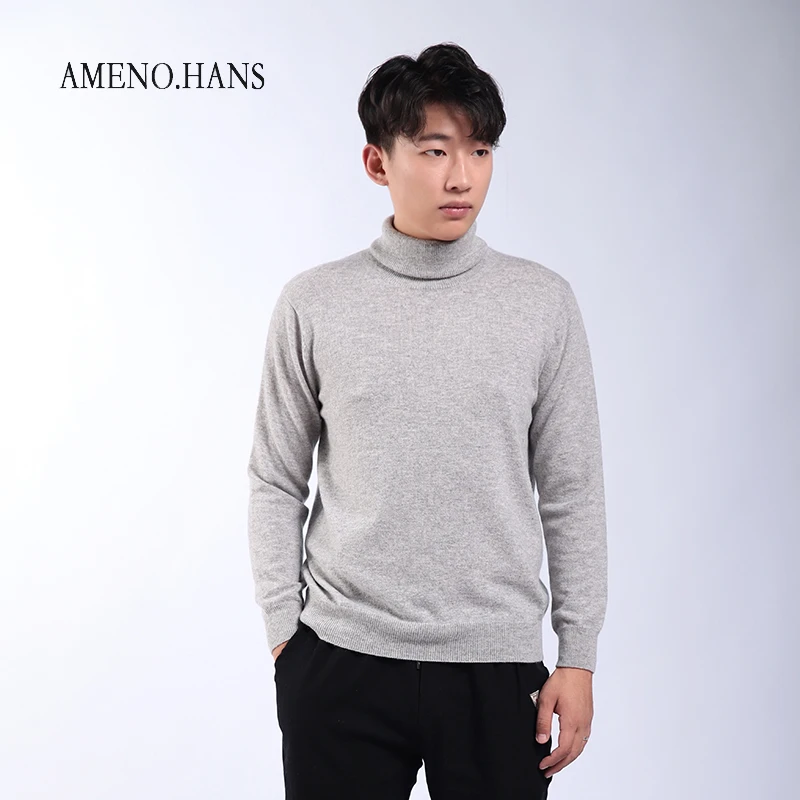 Custom winter mens long sleeve heavy 100 %cashmere turtleneck sweater
