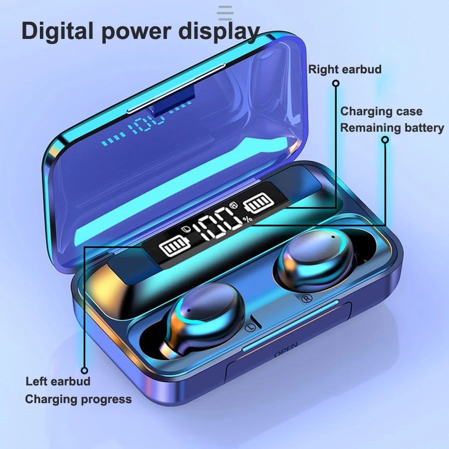 TWS Bluetooth 5.1 Earphones 1200mAh Charging Box Wireless Headphone 9D Stereo Sports Waterproof Earbuds Headsets With