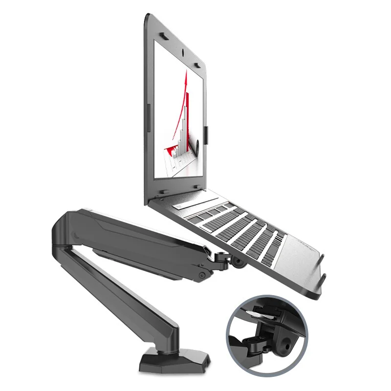 Desktop Full Motion Gas Spring Dual Use 10-15.6inch  Adjustable Laptop Stand or 10-27 inch Monitor Holder Arm Bracket