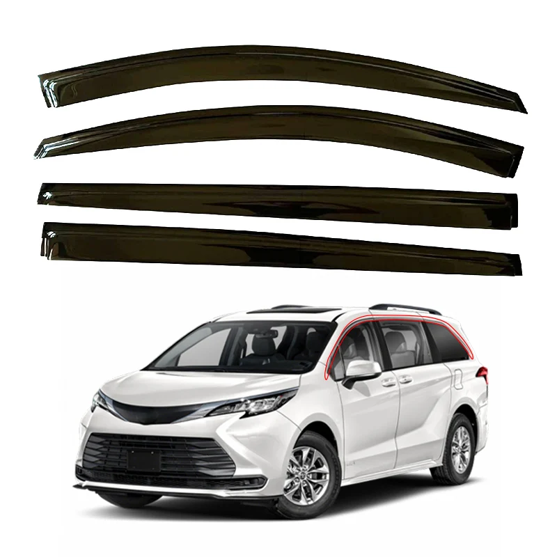 Car Accessories Window Visor in-Channel Side Window Deflectors Windshield Sun Visor Rain Guard For Toyota Sienna 2021-2022