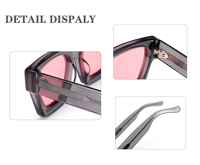 2024 Hot Luxury High End Designer Brand Polarized Shades Square Shaped Frame Custom Logo UV400 Acetate Sunglasses