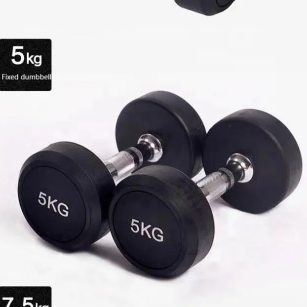 Gym Fitness Training 50 kg Fixed Cast Iron Round Head Dumbbells