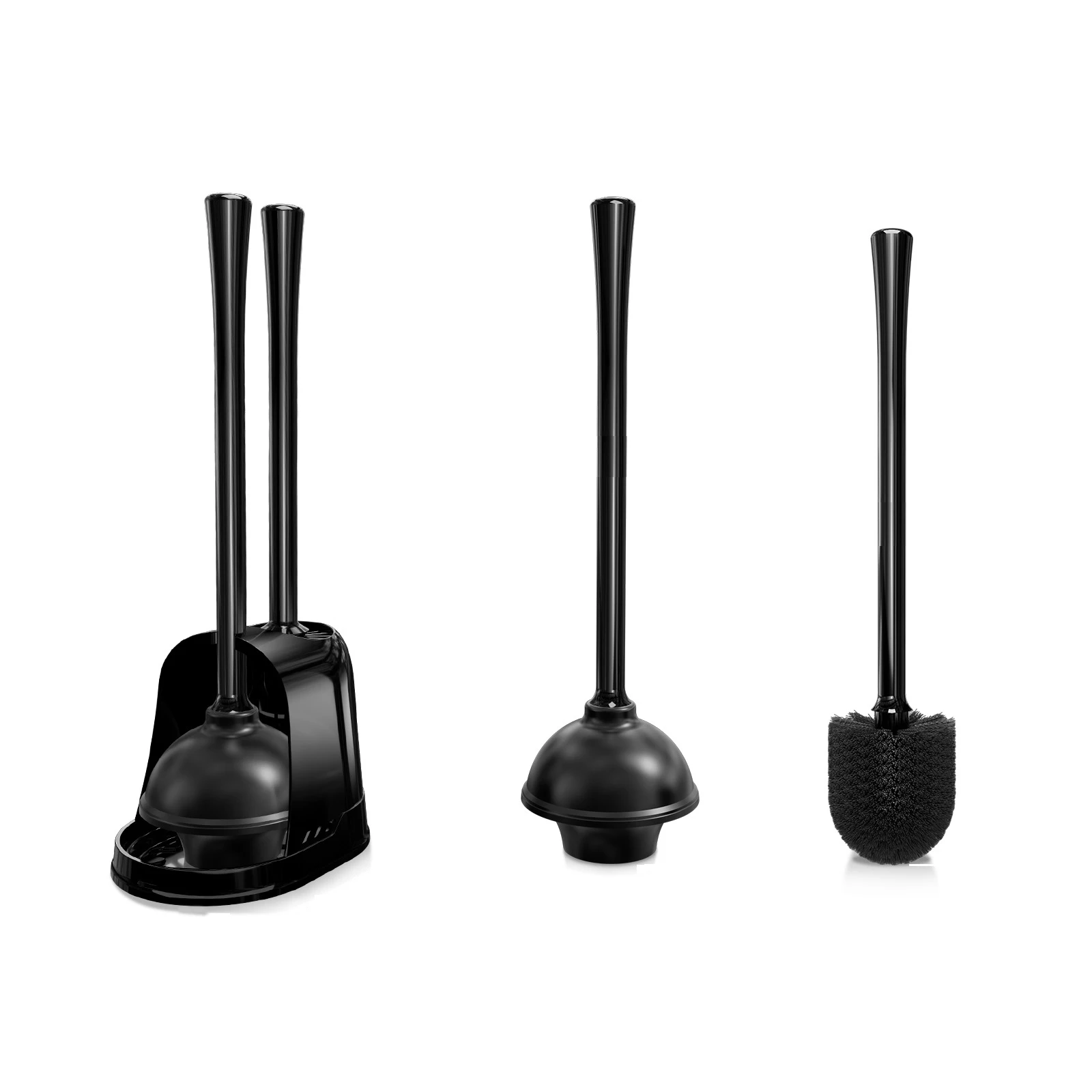 Home Bathroom Toilet Unclogger Set Plastic Long-Shaped Hand-Design Style Toilet Plunger Brush Base Effective Cleaning Wholesale