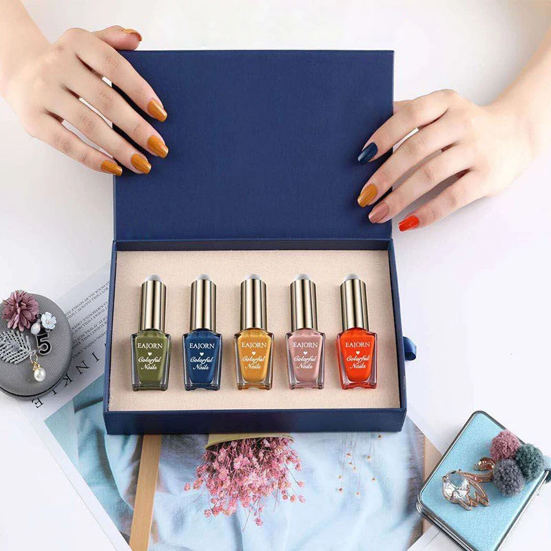 Low MOQ Custom Oil Nail Gel Polish bottle Cosmetics Package Storage Cardboard Drawer Boxes With Paper Sleeve/ Foam/ Eva Insert