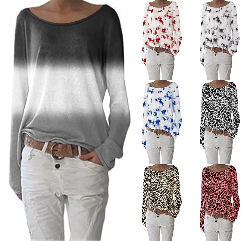 
Bunny MQ55 Amazon top selelr tie dye Leopard clothes women top Gradients plus size women clothing 