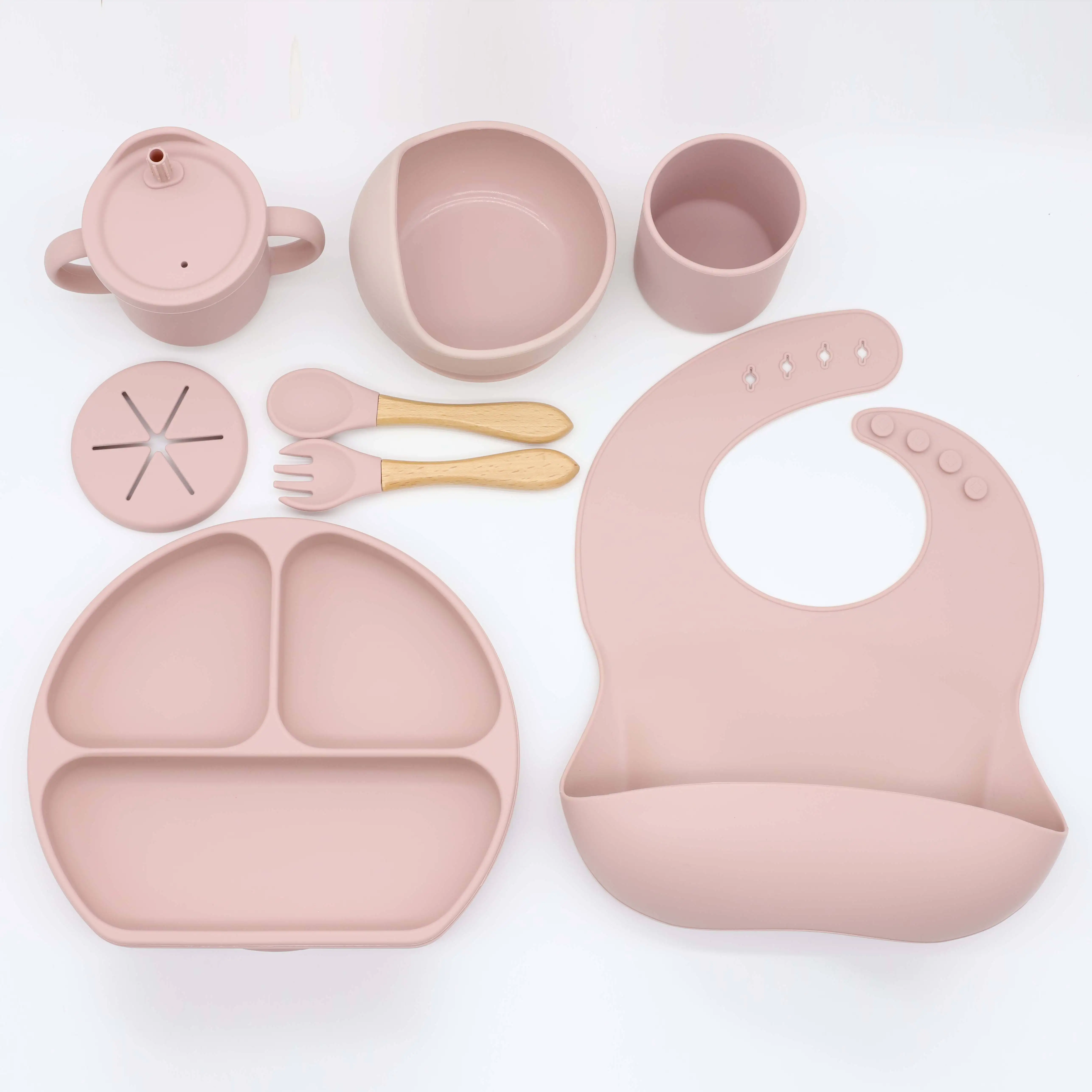 Wholesale environmental protection custom baby silicone tableware bowl snack cup baby Tableware Feeding Set