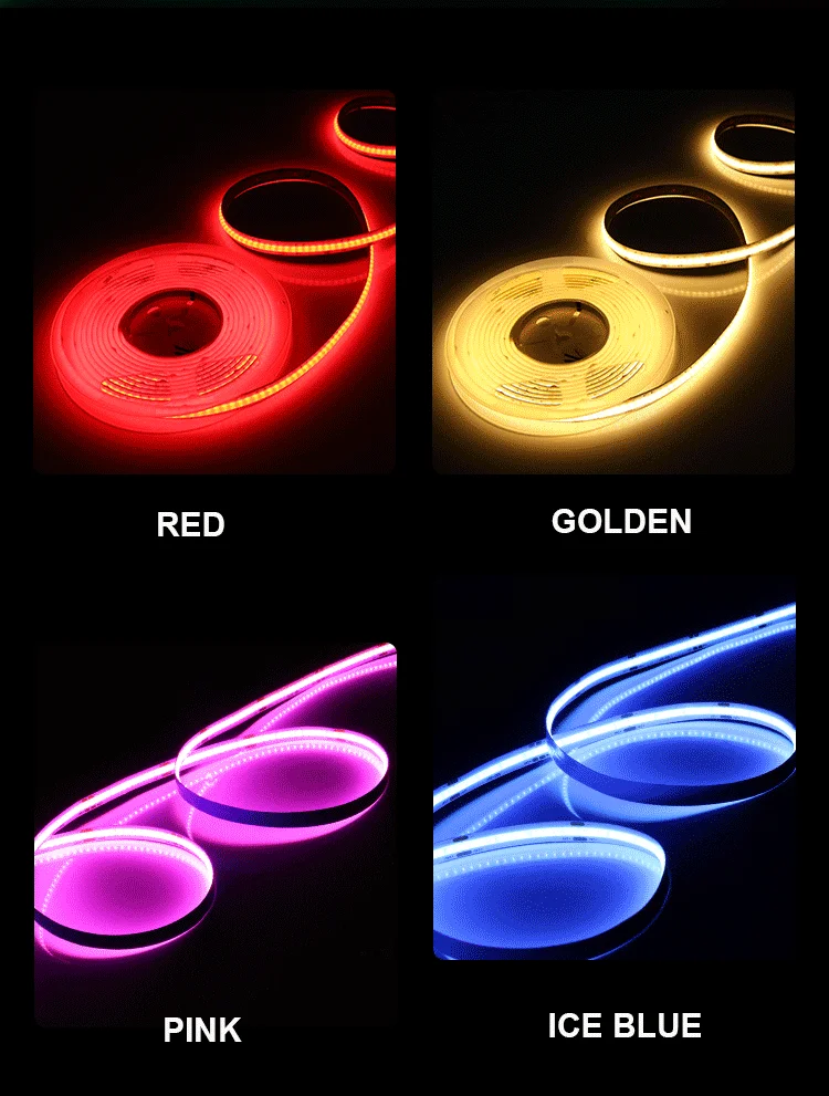 3 years warranty 10w 280led 300led 8mm width PCB cob led cob strip blue 24v 12v