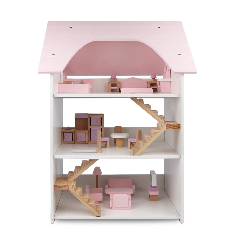 
children Pretend play Furniture toy Three floors doll house wooden toys 
