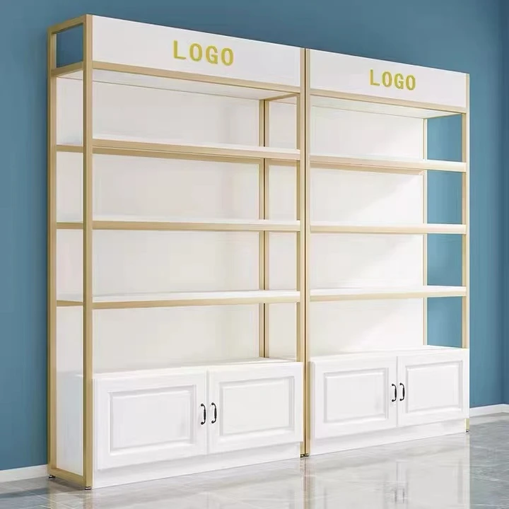 Multipurpose beauty salon display shelf showcase beauty products display rack gondola shelves