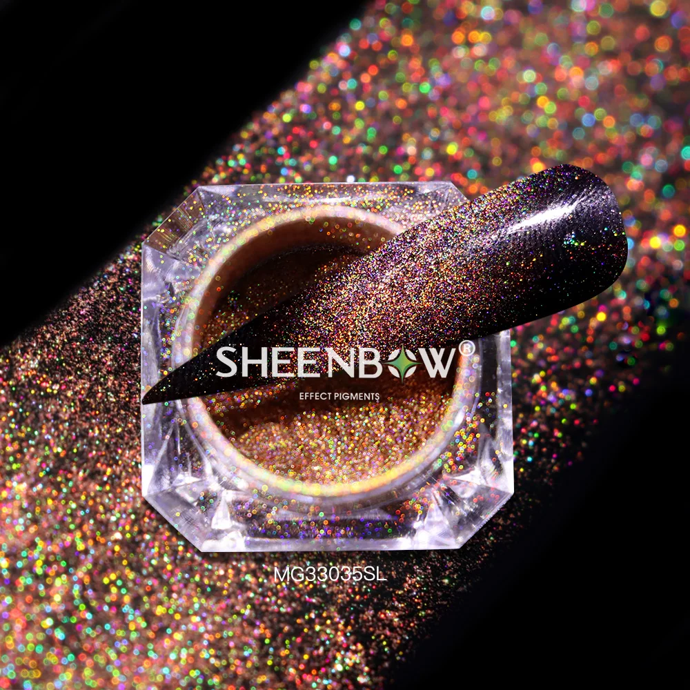 Sheenbow 2022 Rose Gold Magnetic Holographic Rose Gold Nail Art Supply Cat Eye Magnetic Powder Nail Art Decoration