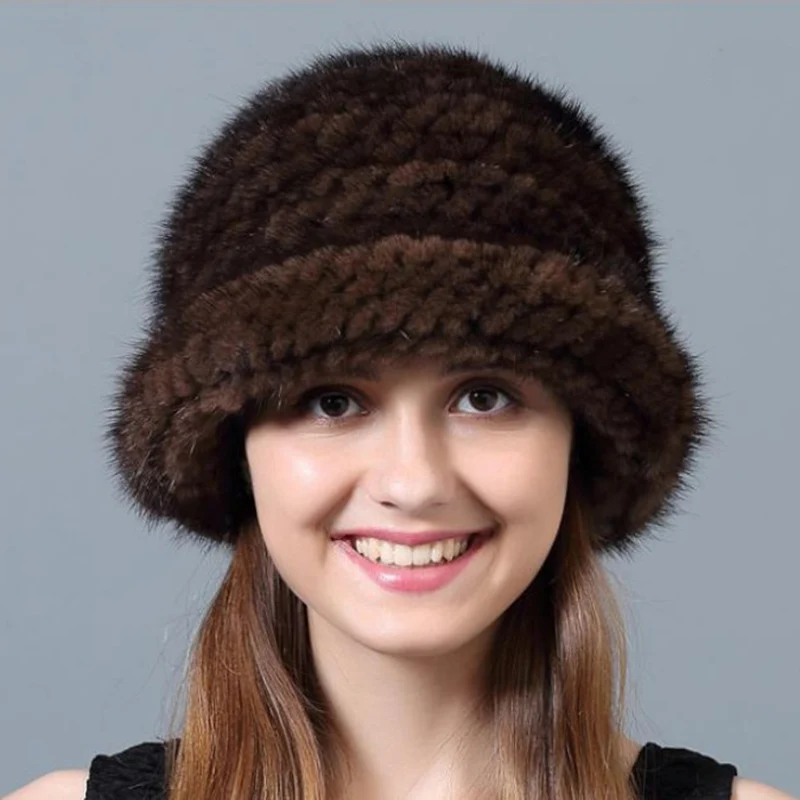 CX-C-101B Wholesale Supplier Ladies Elegant Outfits Sun Hats Natural Real Mink Fur Hat for Women