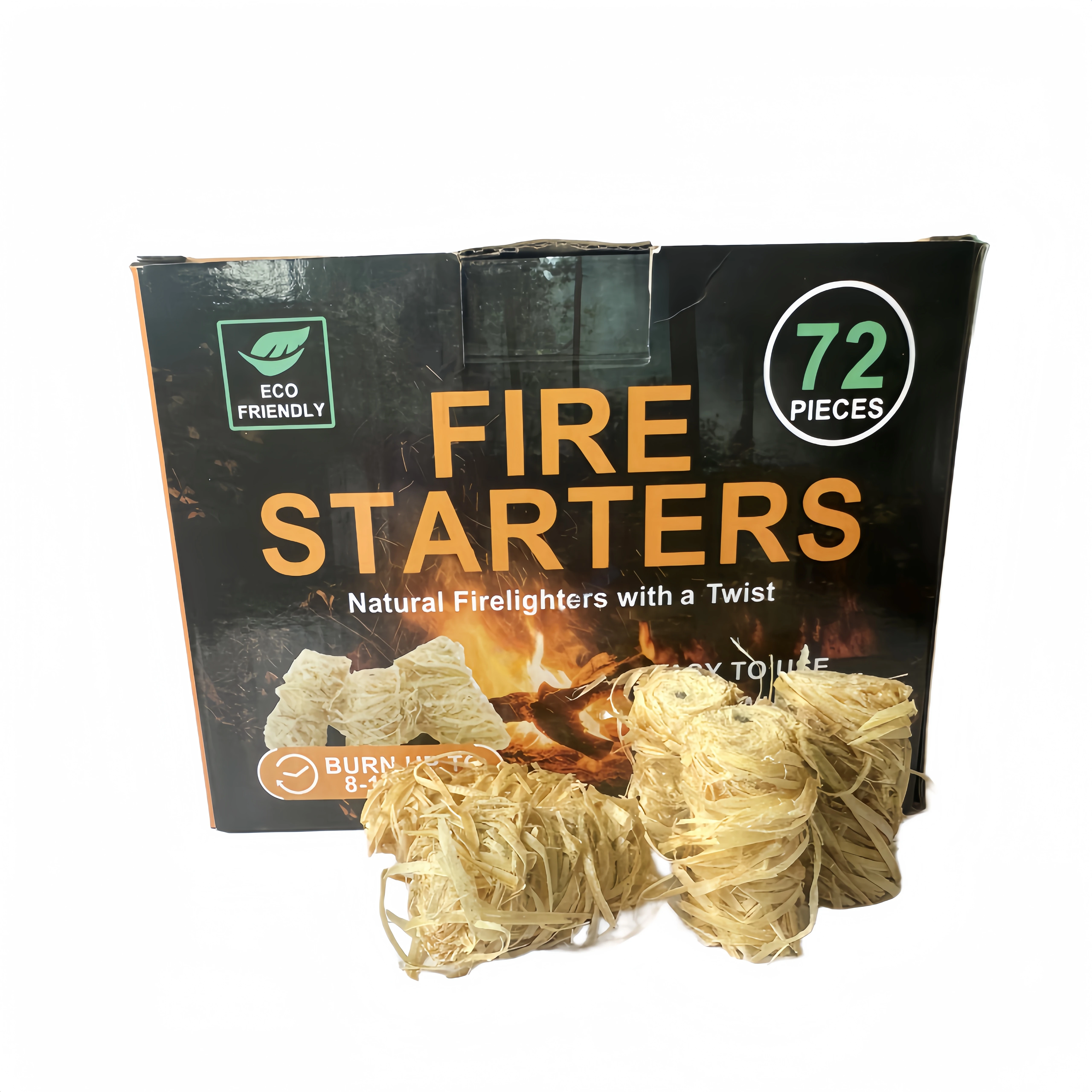 72Pcs/Box Natural Eco Wood Wool Firelighters Firewood Starters for Grilling Camping Fireplace Fire Starter