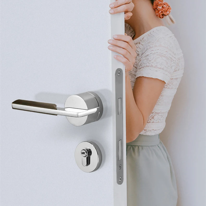 European style straight bar hardware lever door handle lock interior aluminum door handles