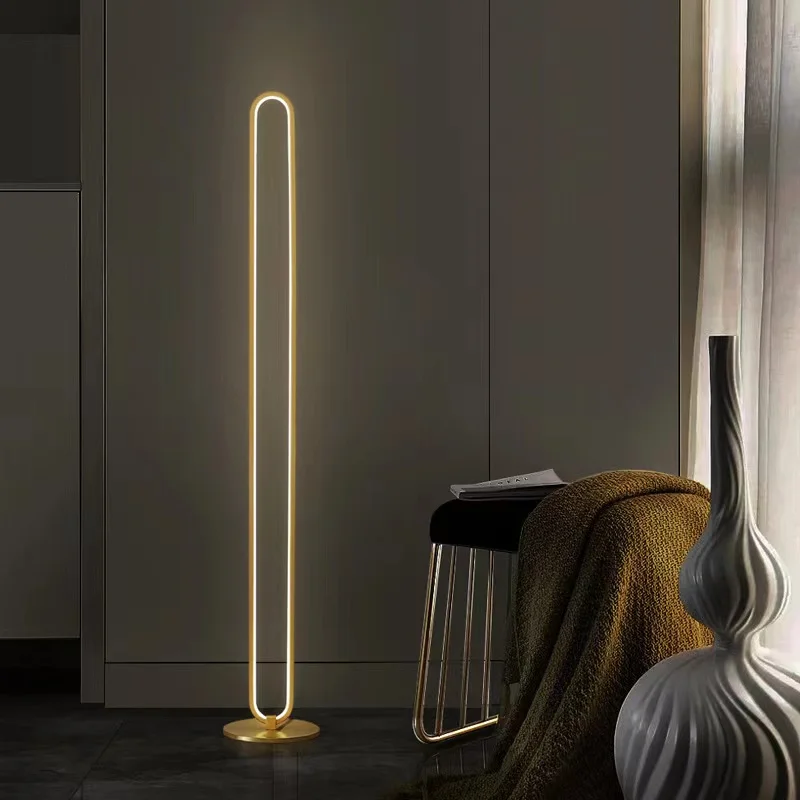 Nordic Minimalist floor light living room bedroom office lamp all copper led atmosphere line floor lamp
