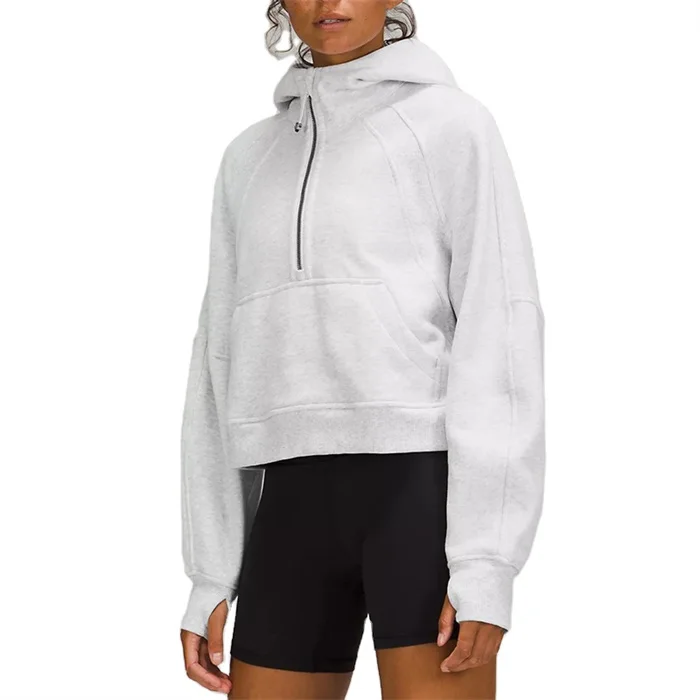 hot sale custom logo cotton crop hoodies women clothing women streetwear casual hoodies with half zip women gym hoodies