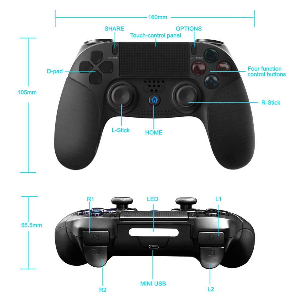 For P4 Wireless Controller Dual Vibration Six Axis Gamepad